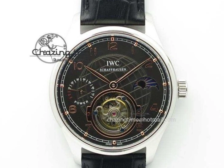 MIROTIME 0510 Efficient Portuguese Tourbillon IW5463 SS ZF Best Edition White Dial on Black Leather Strap 7170